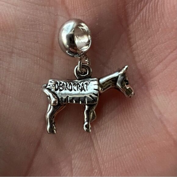 Silver Democrat  Donkey Charm - Picture 2 of 2